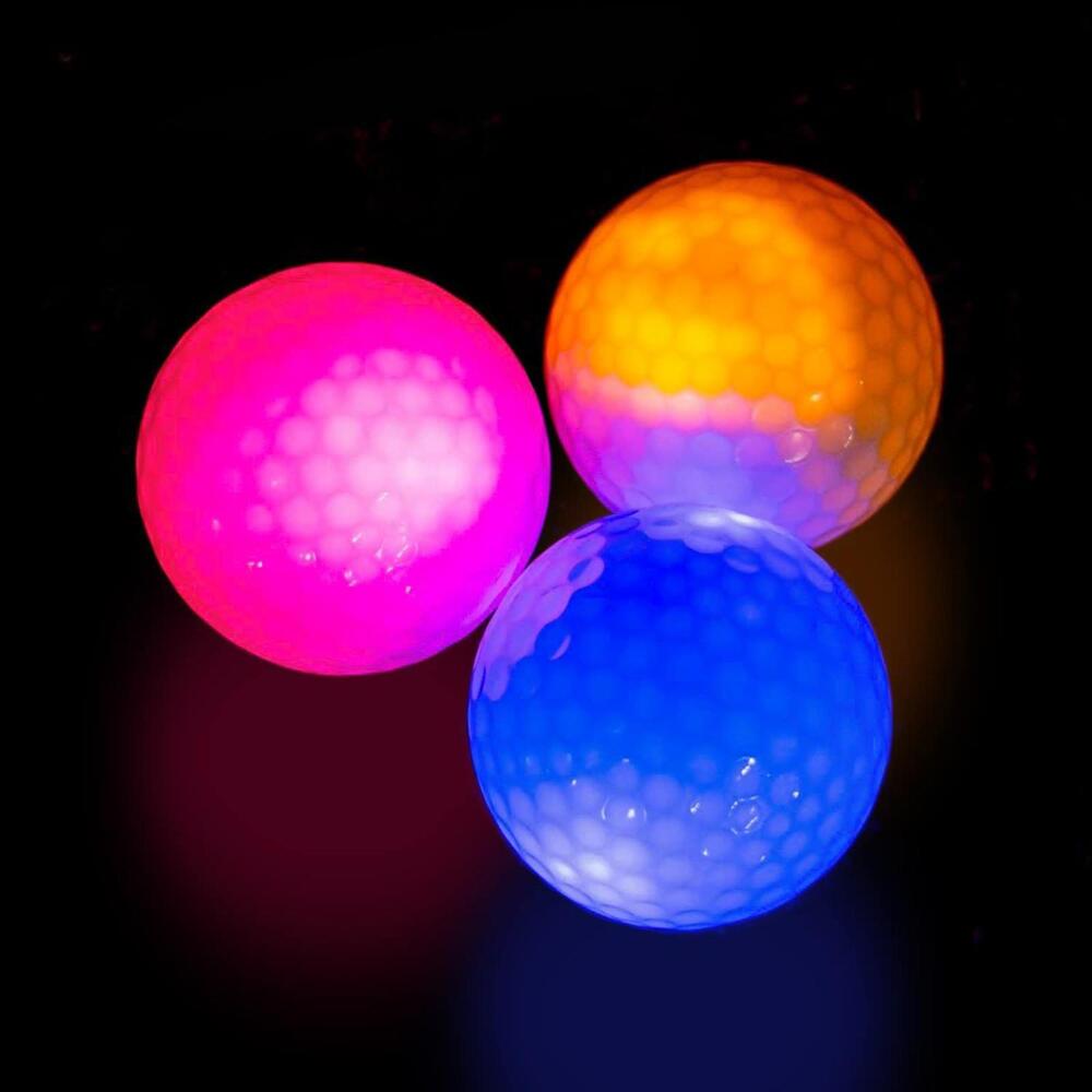 THIODOON LED Glow Golf Balls, 3-Pack - Blue, Yellow, Pink Night Golf Gift Set